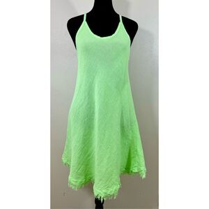 NWT Colette Mon Gilet 100% Linen Lightweight Green Raw Hem Dress Small